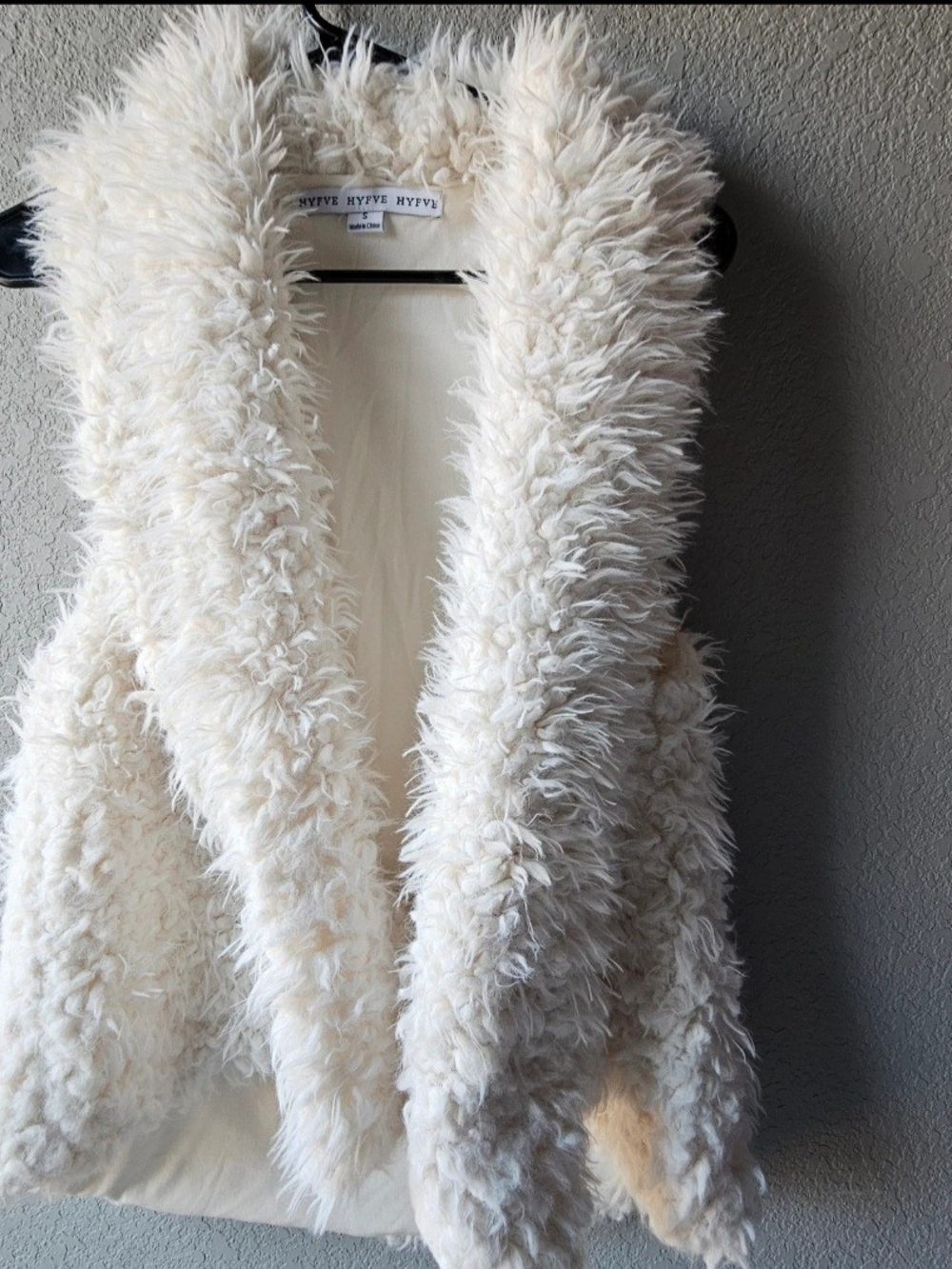 HYFVE Cream Shag Faux Fur Open-Front Vest